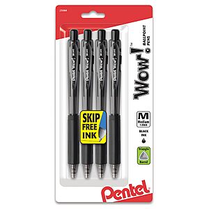 4-Pack Pentel Wow! Retractable Ballpoint Pens (Black Ink, 1.0mm) $1.71 w/ S&S + Free Shipping w/ Prime or on orders over $35