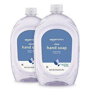 $5.98 2-Count 50 fl oz Amazon Basics Gentle & Mild Clear Liquid Hand Soap Refill with S&S