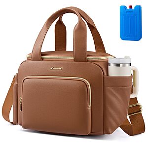 11.5" LOVEVOOK Wide Opening Insulated PU Leather Lunch Bag w/ Removeable Shoulder Strap (Brown) $11.99 + Free Shipping w/ Prime or on $35+