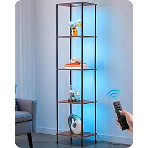 5-Tier EDISHINE RGBW Display Shelf Floor Lamp w/ Remote (Walnut) $39.99 + Free Shipping