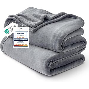Prime Members: Bedsure GentleSoft Grey Flannel Fleece Bed Blanket: Queen $9.99 or King $13.49 + Free Shipping
