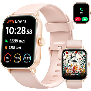 WNH Smart Watch for Women Android & iPhone, 1.8" Touch Screen Fitness Tracker with Alexa IP68 Waterproof, 120+ Sport Modes $19.19