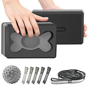 HAPBEAR Yoga Blocks 2 Pack - 9x6x3in High-Density EVA Foam with Non-Slip Textured Surface Black $17.84