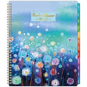 11"x8.3" Tullofa Teacher Planner July 2026 - June 2027 w/ Weekly & Monthly Lesson Pages (Blue Floral) $3.99 + Free Shipping w/ Prime or on $35+