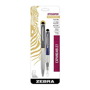 Zebra Telescopic Ballpoint Stylus Pen 2-Pack, 1.0mm Black Ink $3 + Free S&H w/ Walmart+ or $35+