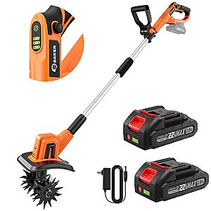 Prime Members: Saker 22V Cordless 3-Speed Garden Tiller/Cultivator w/ 2x 2.0Ah Batteries $77.99 + Free Shipping