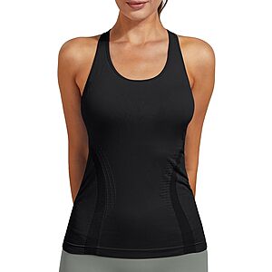 Women's Seamless Side-Ruched Racerback Tank Top w/ Built-In Bra – $16.19