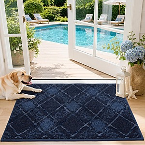 COSY HOMEER Plaid Washable Non-Slip Door Mat 1'8" x 2'8" (Rectangular, Navy Blue) $10 & More + Free Shipping w/ Prime or orders $35+