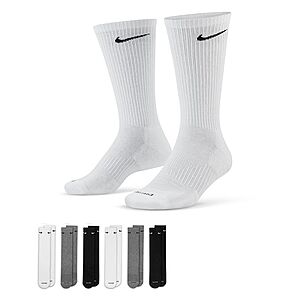 6-Pack Nike Men's Everyday Plus Cushion Crew Training Socks (Multi or Black) $10.50 + Free Shipping on $49+ or Free Store PU at Kohl's