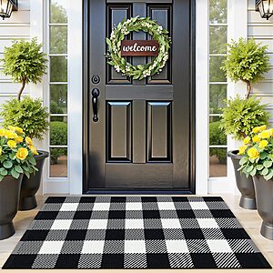 [Prime] 2'4'' x 3'7'' SofterCharm Cotton Woven Checkered Plaid Mat $9.91 + Free shipping
