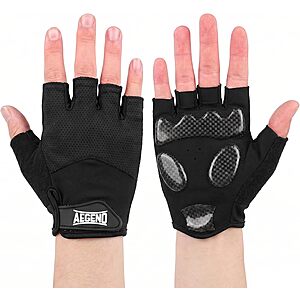 Aegend Half-Finger Cycling Gloves w/ Anti-Slip Padded Palm (Black): Large $6.94, Med or XL $7.49 + Free Shipping w/ Prime or on $35+