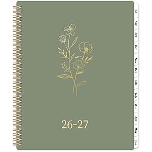 9" x 11" Amoroud 2026-2027 Weekly & Monthly Planner w/ 12 Tabs & Twin-Wire Binding (Green) $3.79 + Free Shipping w/ Prime or on $35+