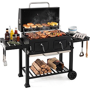 61.5" Heavy Duty Charcoal Grill with 2 Adjustable Charcoal Trays 8 Hanging Hooks and Folding Side Tables $159.99 + Free Shipping