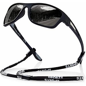 suoso Polarized Sports Sunglasses UV400 Wrap Around Goggles (Black) $4.74 + Free Shipping w/ Prime or on $35+