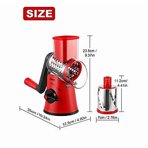 $38 FS WALMART by GEEDEL Rotary Cheese Grater Cheese Shredder with 6 Interchangeable Blades - Upgraded Rotary Grater Featuring Strong Suction Base for many uses