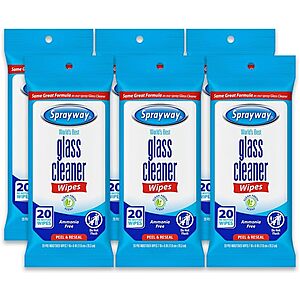 $9.39* | 6-Pack 20-Count Sprayway Glass Cleaner Wipes at Amazon