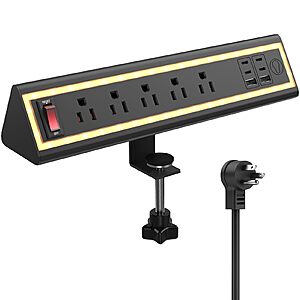 NYYTGE 40W Desk Clamp Power Strip w/ Nightlight (5-outlets & 6-USB ports) $17.99 + Free Shipping w/ Prime or on $35+