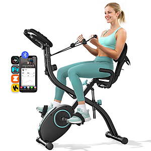 $107.80 FS Walmart by MERACH Folding Exercise Bike, 4 in 1 Magnetic Upright Bike with 16 Levels of Resistance for Home Indoor Cardio Workout Max Weight 300 lbs