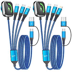 2-Pack 5' Jogrytece 4 in 2 USB A/C Multi Charging Cable $10.67 + Free Shipping w/ Prime or on $35+