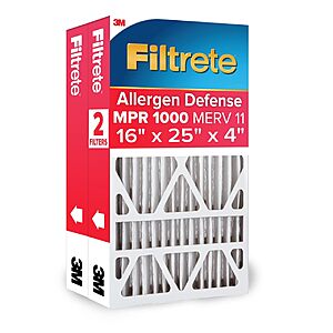 [S&S] $24.34: Filtrete 16x25x4 Air Filter MERV 11, MPR 1000, Micro Allergen Defense 2-Pack, Fits Lennox & Honeywell