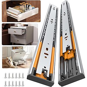 Furniware 100-lb Soft-Close Drawer Slides (Multiple Sizes, 12"-24") from $20.79 + Free Shipping Over $30