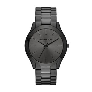 $101.25: Michael Kors Men's Watch, Slim Runway Three-Hand Black Stainless Steel Men's Watch