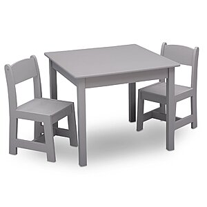 $37.79: Delta Children MySize Kids Wood Table and Chair Set, Grey, 3 Piece Set