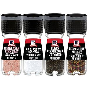 [SnS] $7.35* | 4-Count McCormick Salt & Pepper Grinders (Variety Pack) at Amazon