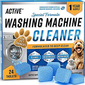 24-Count ACTIVE Enzymatic Washing Machine Cleaner Tablets for Pet Owners $12.48 w/ S&S + Free Shipping w/ Prime or on $35+