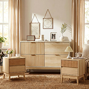 George Oliver Bedroom Set w/ 2 x Nightstands & Chest Of Dresser (Oak) $235 + Free S&H