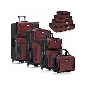 $49.99 | Travel Select Amsterdam Softside Luggage, Red, 8-Piece Set at Woot!