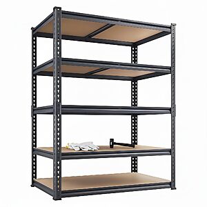 Nexvrtau 36" W x 16" D x 72" H, 2850 LBS Storage Shelves 5-Tier Adjustable, Boltless Metal Rack with Extra Deep Shelves for Warehouse Basement Workshop $44.99