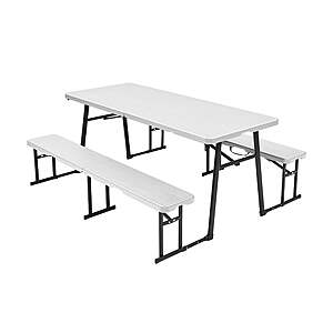 Living and More 6ft Folding Picnic Table Set with 2 Benches(White) $65.40 + Free S&H at Walmart