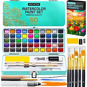 [Prime] $14.99* | 48-Piece ARTISTRO Watercolor Portable Paint Set at Amazon
