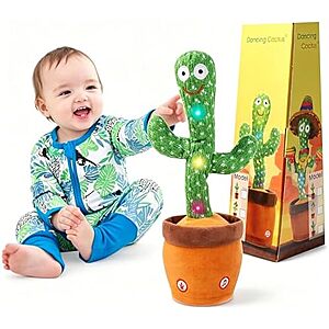 [Prime, AC] $7.49* | MIAODAM Colorful Glowing Talking Repeating Dancing Cactus Toy at Amazon