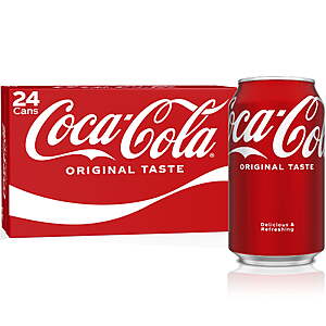 Coca-Cola Soda Pop Cans, 12 fl oz, 24 Pack $9.97