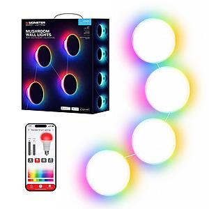 4 Pack Monster RGBIC Smart LED Wall Light Panel Gaming Wall Lights with Music Sync, App and Voice Control Works with Alexa and Google $41.99 + Free Shipping