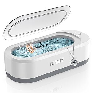 Prime: 12-Oz KUNPHY 46KHz Ultrasonic Jewelry & Retainer Cleaner (White) $12.82 + Free Shipping