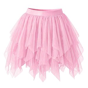 Avidlove Skirts for Women Sexy Sheer Mesh Tutu Skirt Ballet Skirt with Lining Elastic Waist for Beach Summer Party Pink Medium $5.99