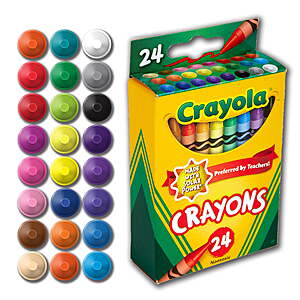 Crayola Crayons, 24 Count, Coloring Supplies for Kids, Classroom Must Haves for Teachers, Classic Colors, 3+ $0.5