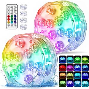 2-Count BITIWEND IP68 RGB Color-Changing Battery-Powered Submersible LED Pool Lights w/ RF Remote & Timer $3.99 ($2 each) + Free Shipping w/ Prime or on $35+