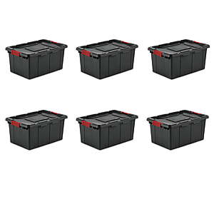 6-Pack Sterilite 15-Gallon Industrial Storage Bin w/ Latch Lid (Black) $45.58 ($7.60 Ea) + Free Shipping