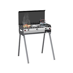 15,000 BTU CAMPLUX 2-Burner & Grill Propane Camping Stove w/ Auto-Ignition & Free Standing Legs (Black) $77.99 + Free Shipping w/ Prime or $6 Fee per Order