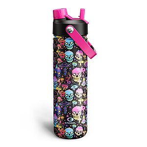 26-Oz ENCOOL Insulated Stainless Steel Water Bottle w/ Straw (Trippy Skulls) $4.99 + Free Shipping w/ Prime or on $35+