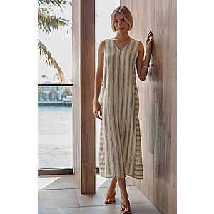 70% off J Jill Pure Jill Linen Striped Maxi Dress $79.99