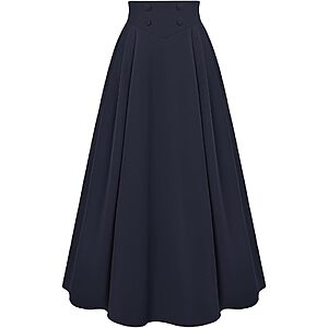 Scarlet Darkness Women's High-Waisted A-Line Maxi Skirt w/ Pockets & Side Zipper (Various) $13.19 + Free Shipping w/ Prime or on $35+