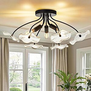 Luvkczc 3-Light Semi-Flush Mount Ceiling Light w/ Floral Glass Shade (2 Colors) $19.79 + Free Shipping w/ Prime or on $35+