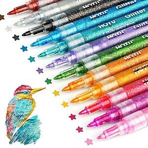 12-Count HOTU 0.7mm Glitter Markers w/ Water-Based Ink $6.49 + Free Shipping w/ Prime or on $35+