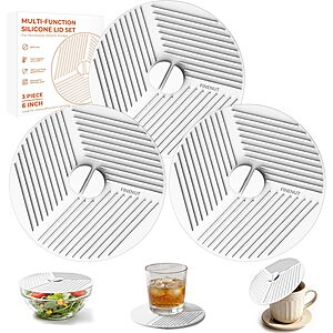 3-Pack 6" FINENUT Silicone Bowl Lids & Microwave Splatter Covers $5.49 + Free Shipping w/ Prime or on $35+