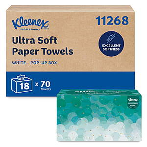 Kleenex Professional Ultra Soft Paper Hand Towels, Bulk (11268), Pop-Up Box, Absorbent, White (18 Boxes of 70 Sheets, 1,260 Sheet Total) $38.99